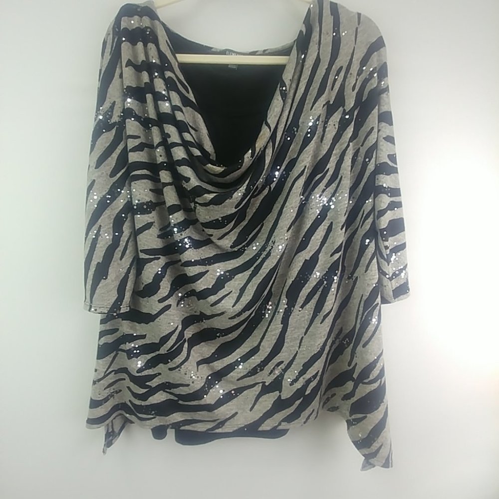 Elements Zebra Striped Sweater Swoop Neck